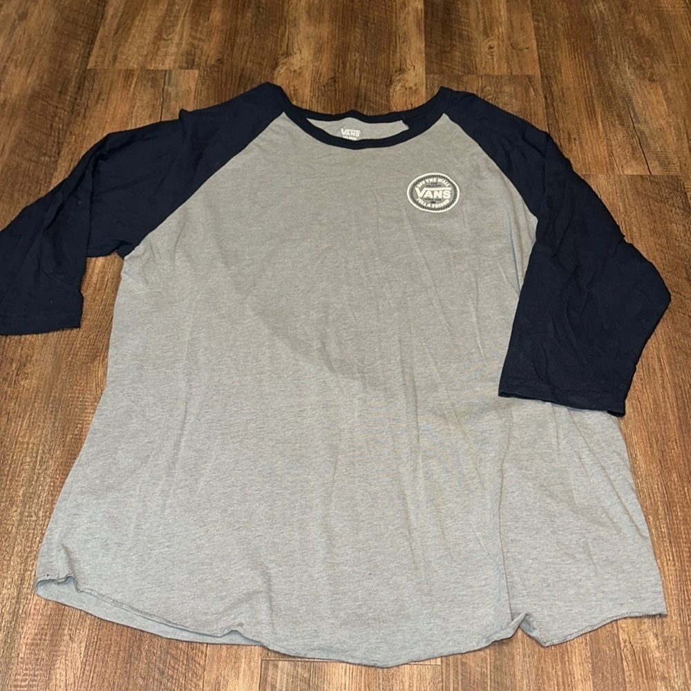 Vans Since 1966 Graphic Mens XXL Gray & Navy Raglan 3/4 Sleeves